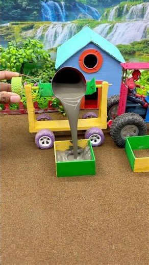 😱 Real Working Mini Tractor Making Cement Pillar | Amazing DIY Construction Machine 🚜 #shorts