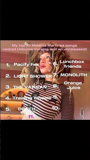 My top 10 Melanie Martinez songs! 💕 #melaniemartinez #pacifyher #top10favorite #death #thevatican