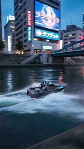 Mini RC Speed Boat Racing Through a Cyberpunk City ⚡ #shorts