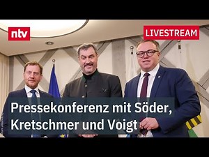 LIVE: Pressekonferenz mit Söder, Kretschmer und Voigt