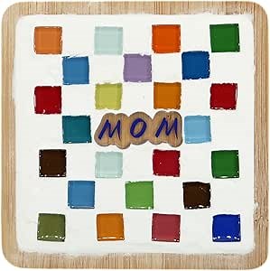 DIY Glass Mosaic Coaster Craft Kits Mosaic Handmade Coaster Mosaic Craft Kits for Adults 3.55 Inch Square Shapes Stained Glass Mosaic Crafts Materials Sets - Mom's Mosaic Project