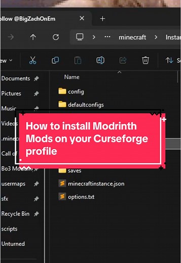 Replying to @BigZachOnEm tutorial for @andrew.. #minecraft #minecraftmods #moddedminecraft #mods #tutorial #curseforge #modrinth #gaming #fyp