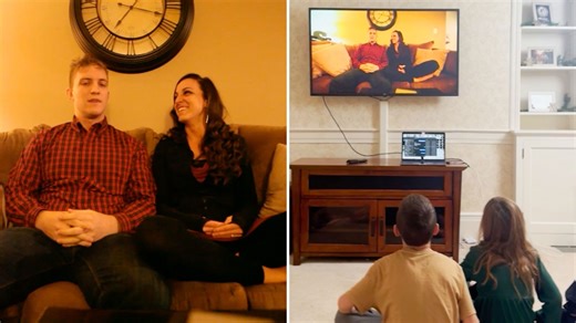 Couple who recorded New Year's Eve message each year watch them back each year with kids | Happily TV