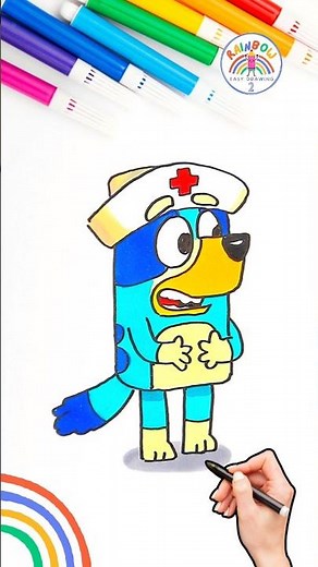 How to Draw Bluey | Draw Dr. Bluey Easy Drawing Tutorial 🌈🐶 #bluey #cartoon #forkids #shorts