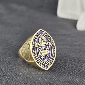 Bishop Ring in Gold / Episcopal Ring With Purple Enamel / Christian Clergy Seal Ring / Custom Religious Church Ring for Bishops - Etsy