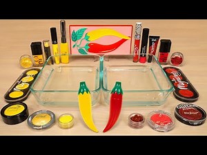 RED vs. YELLOW ! Slime Coloring and Mixing with Makeup ! ASMR Satisfying Slime Video 166