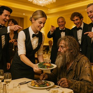 Una cameriera nutre un senzatetto… e quando scopre chi è, resta senza parole. L’odore di zuppa di aragosta e di noodles al tartufo riempiva la sala di un ristorante americano di lusso, quando un uomo anziano, tremante e sporco, entrò. I suoi vestiti erano intrisi di grasso, la barba incolta e gli occhi vuoti, come chi ha dimenticato il mondo e se stesso. I clienti si ritrassero dallo stupore. Alcuni risero. Altri distolsero lo sguardo, come se fosse un intralcio alla loro serata perfetta. Al cen