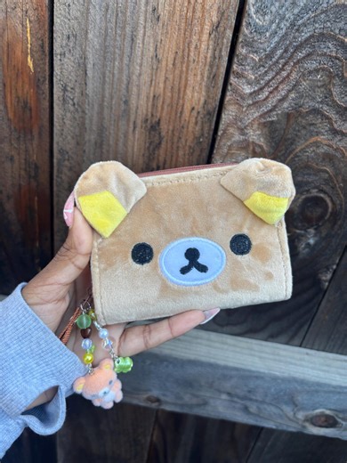 Bear Plush Coin Pouch With Beaded Charm – Kawaii Teddy Wallet - Etsy