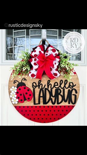 Oh hello ladybug spring #doorhanger | spring door stopper keeps door open