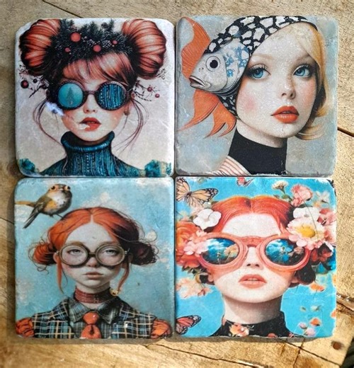 Tiles. Tile, Natural Stone, Shabby Chic, Flower Power No. 1 - Etsy