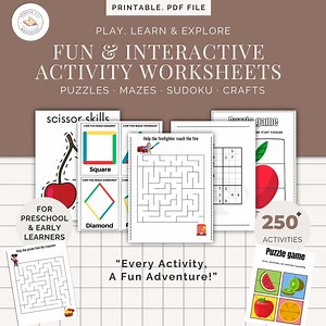 Fun & Interactive Activity Worksheet Bundle | 250  Pages Printable PDF | Puzzles, Mazes, Sudoku, Cutting, Crafts - Etsy Canada