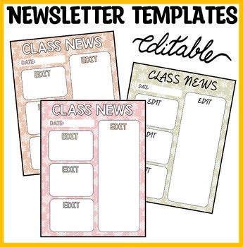 Classroom Newsletter Templates, Editable Snowflakes Class News Templates