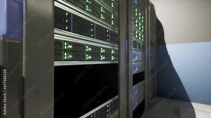 server room housing rows of functioning supercomputers