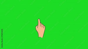 2D hand gesture animation pack isolated on green screen. Single tap, double tap action. 2d animated hand tapping on the green screen. Used in animated adds, promotions, presentations, explainer video
