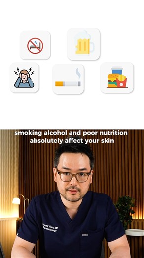 Lifestyle impacts skin quality Watch the full video on YouTube. #dermatologist #clips