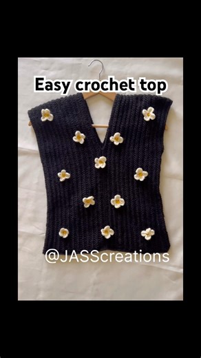 Crochet top from two rectangles#easycrochettopforbeginners#flowercrochettop