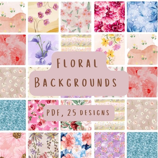 Printable Watercolour Flower Background Sheets, Spring and Summer Aesthetic, PDF Download - Etsy