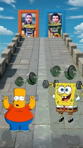 Bart simpson and Spongebob 520% #animation #thesimpsons #spongebob