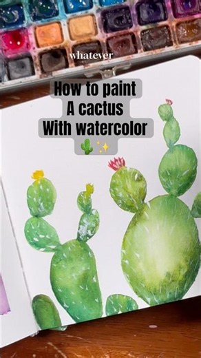 How to paint cacti with watercolor ✨ #watercolortutorial #watercolorpainting #watercolor #painting