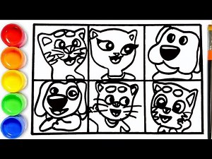 Drawing Talking Tom | How to draw Talking Tom All Characters | Drawing For Kids | Drawing Tom
