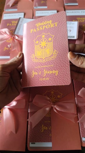 Passport Style Wedding Invitation with envelope & ribbon 👉 3 pages 👉 1 boarding pass 👉 Glossy Material 👉 High quality prints For inquiries DM Cherish Calub #invitation #wedding #ymcprints #weddingevent #weddinginvitation | Ymc Gen Mdse