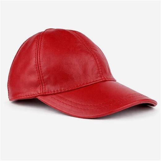 Handmade Red Leather Baseball Cap Genuine Sheepskin Leather Hat Unisex Adjustable Fit - Etsy