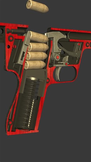 Gyrojet pistol; Reload & Fire in 3D animation