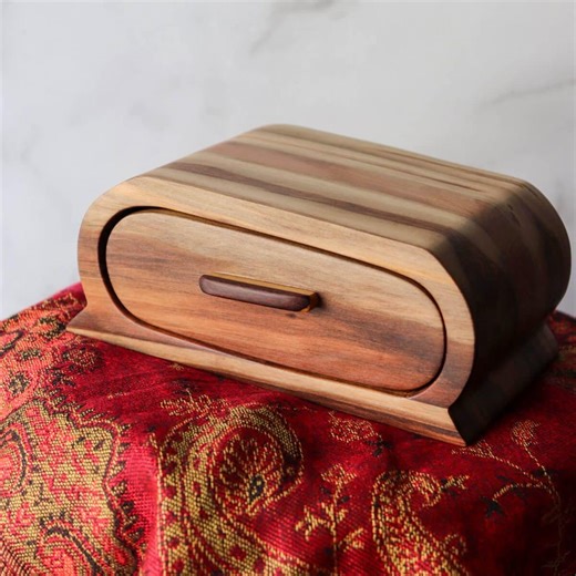 Handcrafted Hickory and Walnut Wooden Keepsake Box With Sliding Drawer | Ebony Wood Accents - Etsy Canada