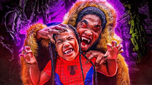 Little vampire sister bites as sisters attack in scary family skit