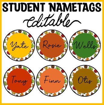 Autumn Student Name Labels, Boho Bright Fall Colors Rainbow Name Plates