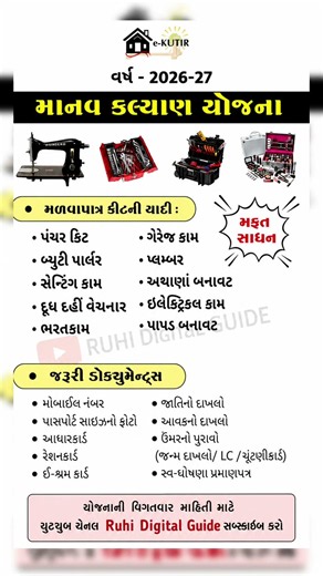 માનવ કલ્યાણ યોજના 2026 | Manav Kalyan Yojana 2026 | e-kutir yojana #shorts #gujarat #yojana