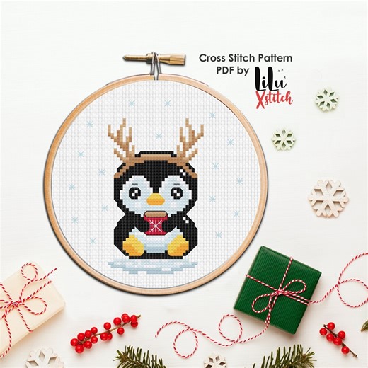 Christmas Penguin Cross Stitch Pattern - Easy DIY Noel (PDF Pattern) - Etsy UK
