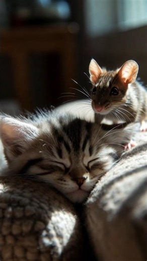 “Cute Cat & Mouse Cuddle 😻🐭 | Amor y Tendresse Moments | So Adorable!”