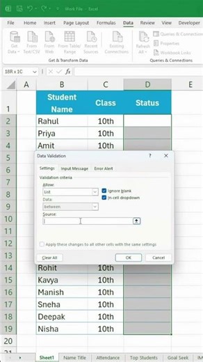 Excel Shortcut to Add Dropdown List