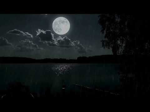 🌙 3 Hours Peaceful Moon Rain | Heavy Rainfall Over Lake with Glowing Moonlight 🌧