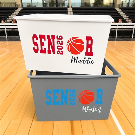 Personalized Basketball Sports Graduation Gift Basket - Senior 2026 Grad - Name Team Bin - Etsy