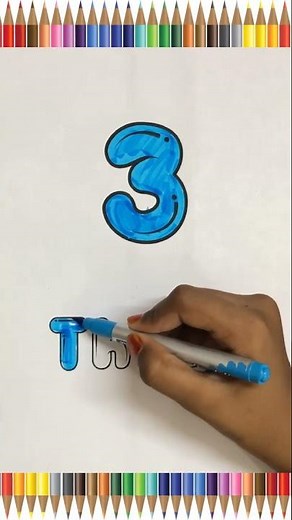 Three Tracing Worksheet | Coloring | Number 3 | Preschool Learning | Mindful & Relaxing