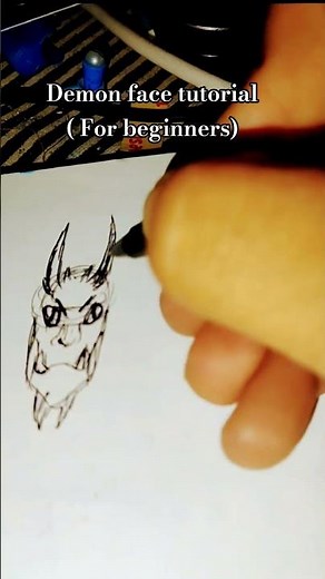 demon face tutorial for beginner #art #drawing #sketch #painting #artclass #speeddrawing #drawholic
