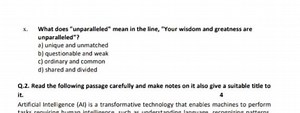 x. What does "unparalleled" mean in the line, "Your wisdom and ... | Filo