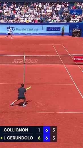 Collignon wins second set — Swiss Open ATP250 nail-biting rally