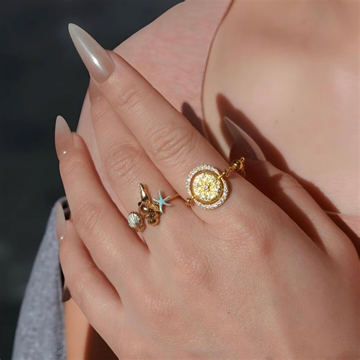Gold Seashell Adjustable Ring Set • Ocean Shell Ring & Sun Chain Ring • 18K Gold Plated Adjustable Rings • Beach Jewelry Gift Dual Ring Set - Etsy Canada