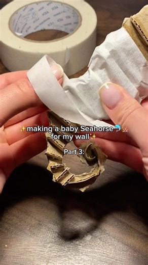 🥹🐬😍 Making a baby SEAHORSE for my wall 🫧 Cardboard Craft 🩵 DIY Shark Tutorial #cardboard #diy