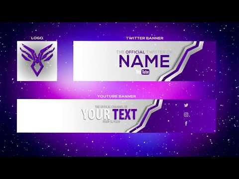 Cool Purple YouTube Banner Template | Banner + Twitter Header and Logo (PSD)