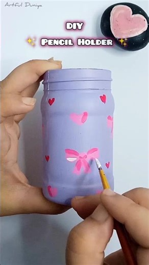 Painting on a Glass jar 🎀 #art #painting #diy #shorts