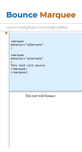 HTML marquee bounce #htmlcss #htmltutorial #coding