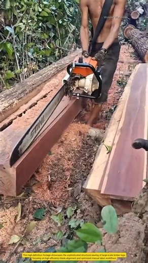 Sophisticated Manual Timber Sawing - High-Efficiency Structural Wood Engineering