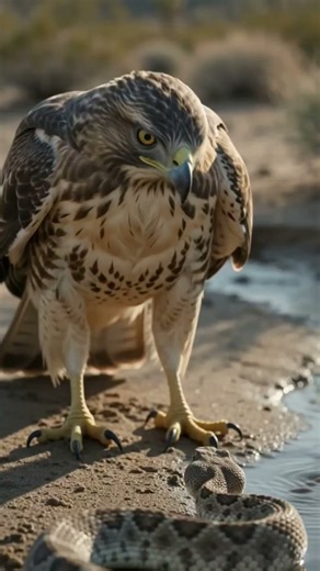 🦅 Gray Hawk vs. Rattlesnake: Mojave Desert Duel 🐍