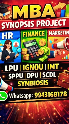 MBA Synopsis Project - HR - Finance - Marketing - LPU - IGNOU - IMT - SPPU - DPU - SCDL - Symbiosis