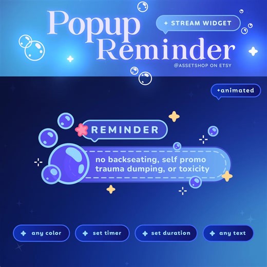 Bubble Popup Reminder - Twitch & Youtube | Customizable Cute Sea Notification | Streamer | for OBS and Streamelements | Commands | Sounds - Etsy