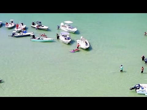 Aerial Footage of Boca Grande, Sandbar Party, Beach, Boats, and Dolphins 2019